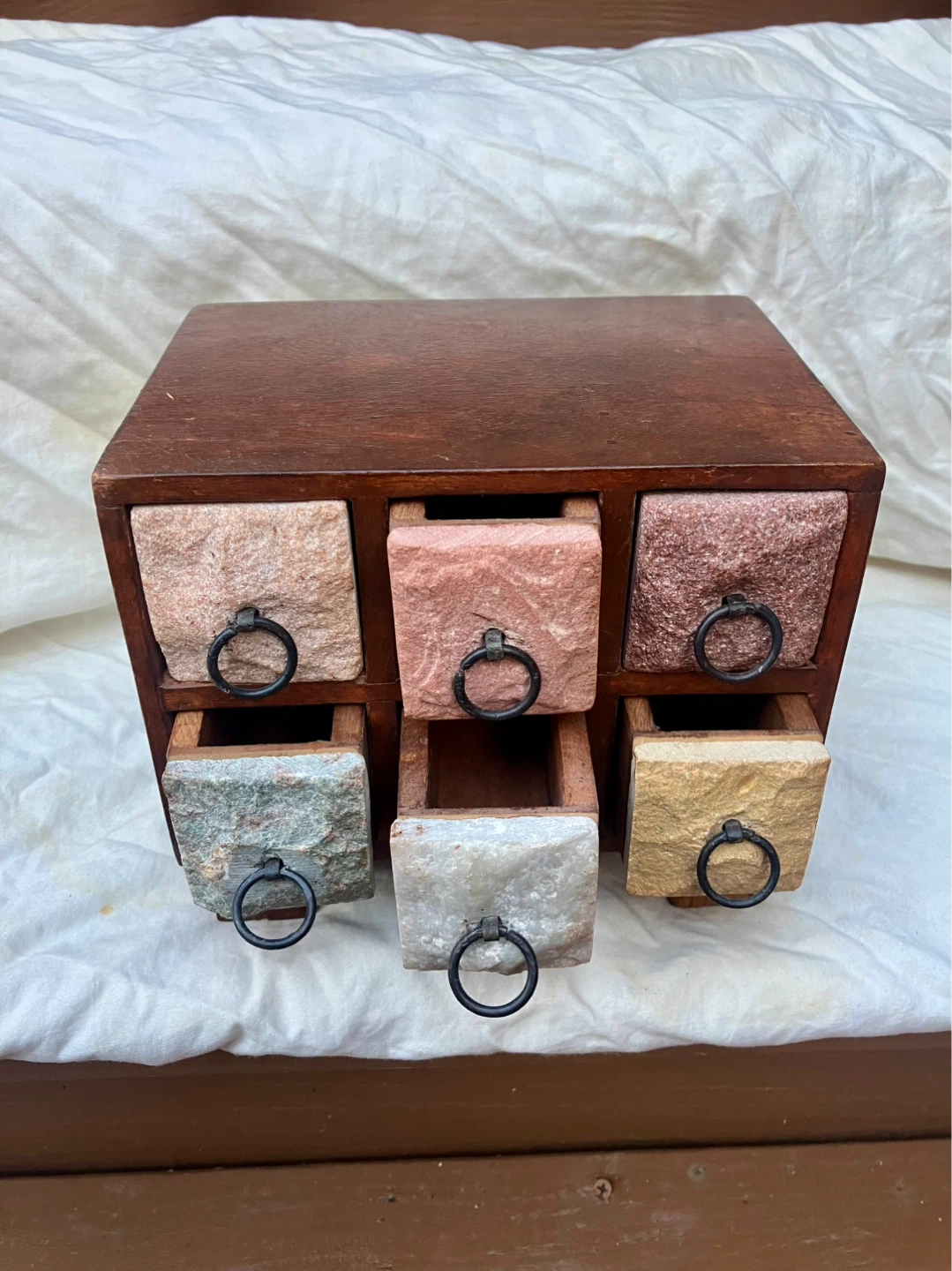 Vintage Stone Faced 6 Drawer Apothecary Chest - 7.5” x 6.5” x 6” - photo 4