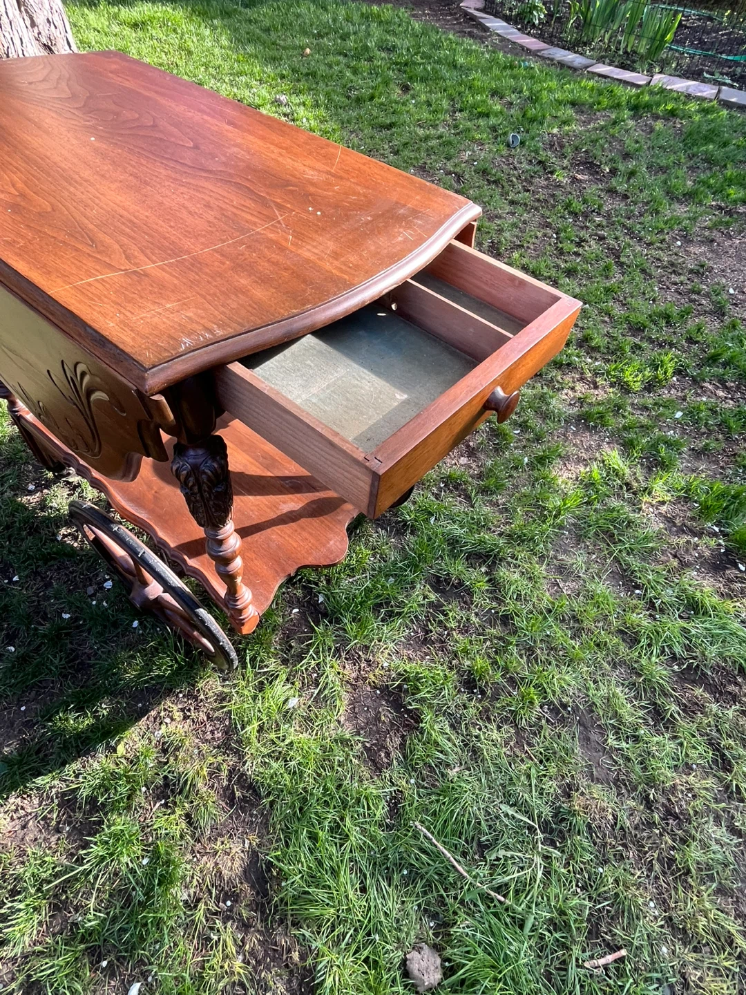 Antique mahogany tea Cart with Drop Leaves - photo 5