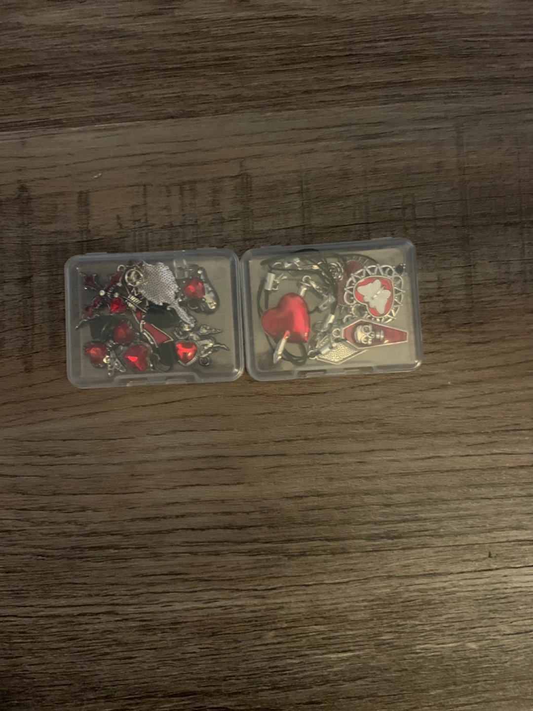 2 Sets of Charms with Hearts and Skulls