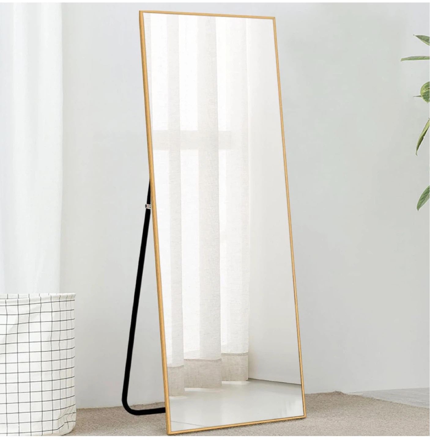 Gold Thin Frame Floor Mirror - 65" x 22"