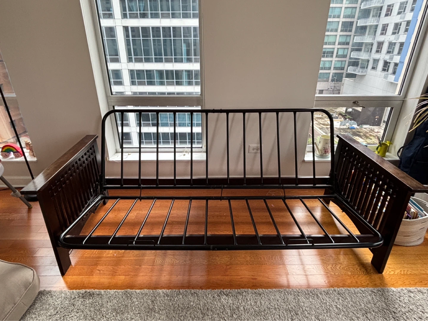 Futon Sofa Bed Frame with Wooden Arms - photo 2