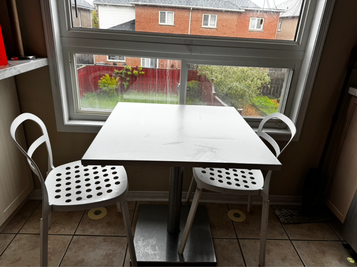 White Square breakfast kitchen Table with Two Chairs