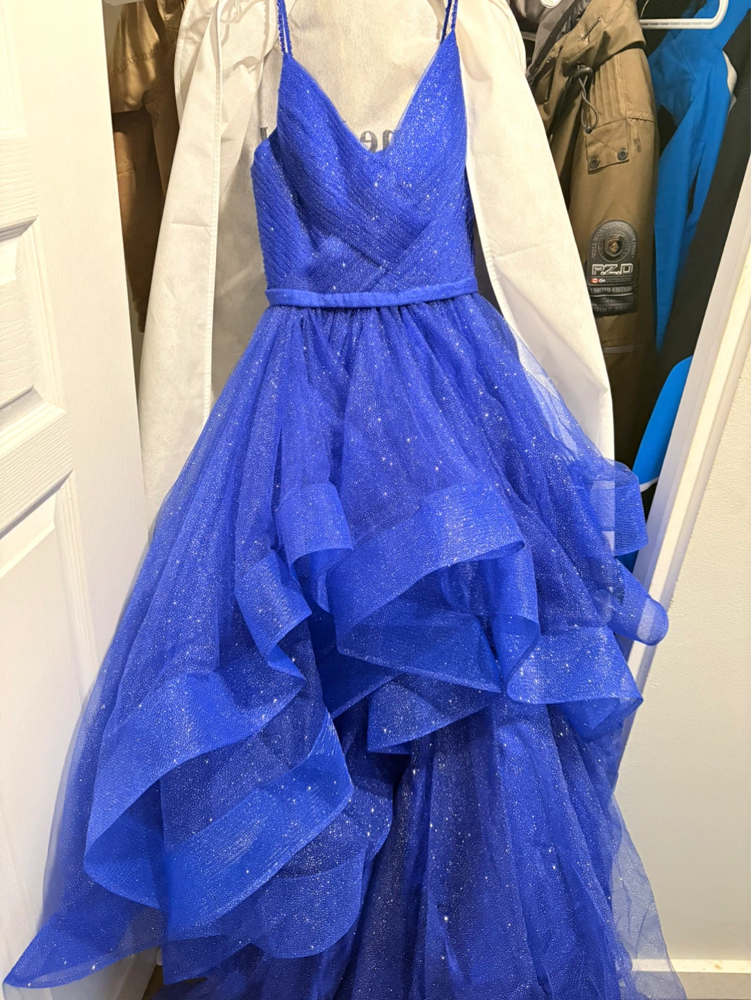 Sparkly Royal Blue Tulle Gown - Size 6