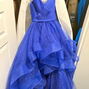 Sparkly Royal Blue Tulle Gown - Size 6