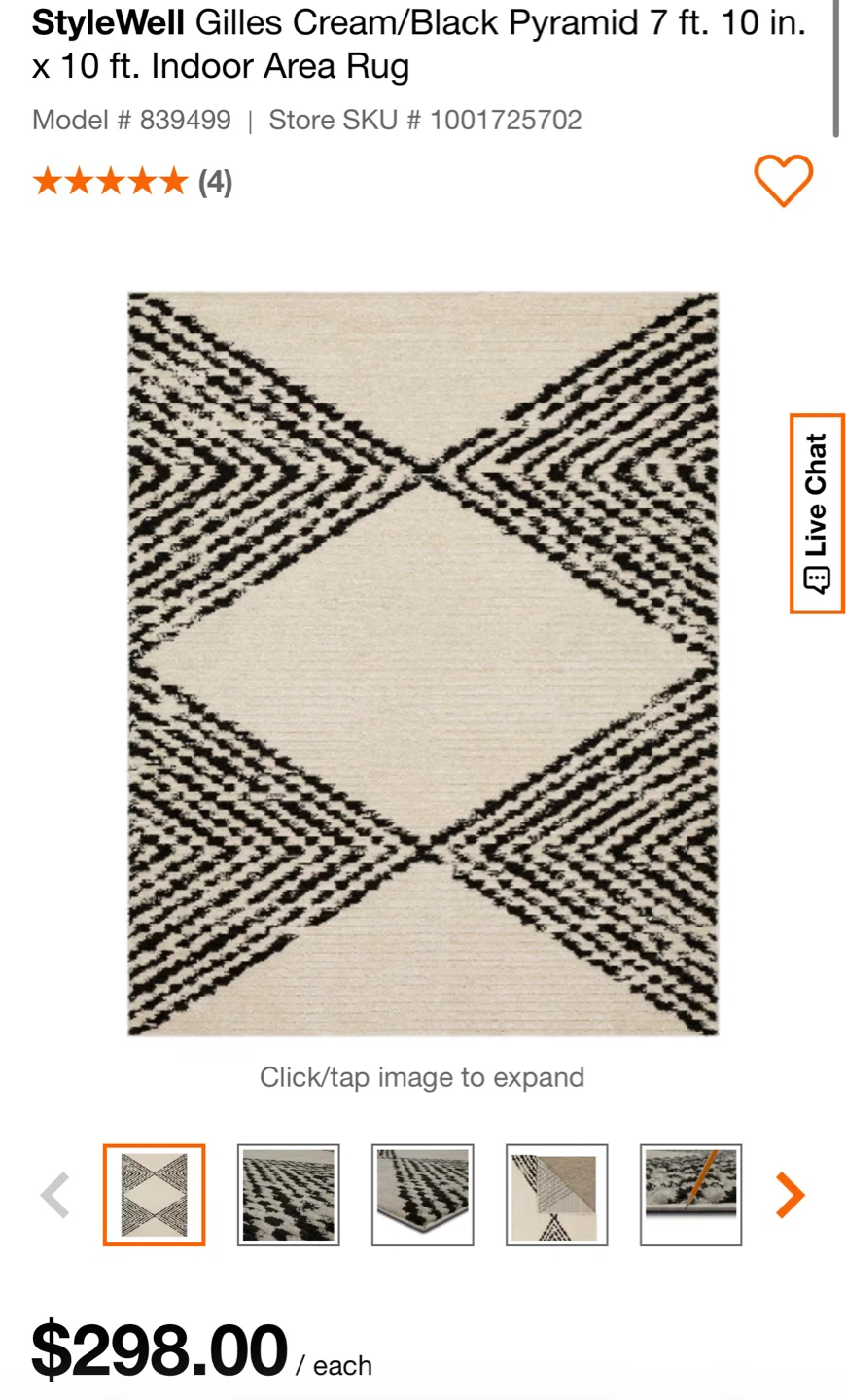 StyleWell Gilles Cream/Black Indoor  Area Rug