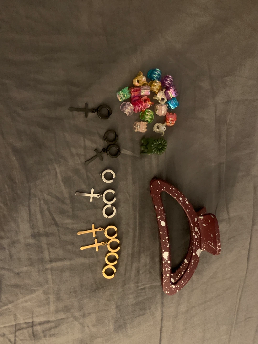 Assorted Hair Accessories - Claw Clip, Earrings & Beads
