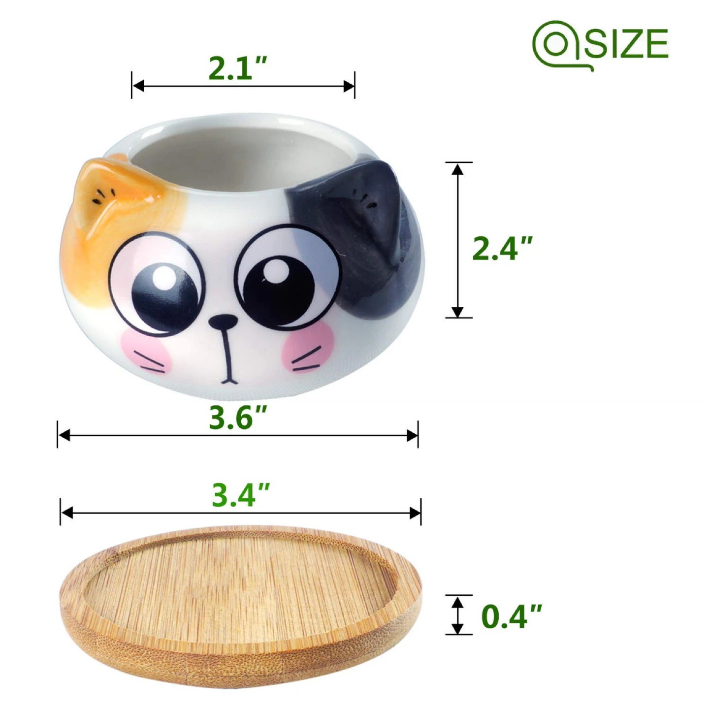 Cute Cats Ceramic Planter Pots with Bamboo Trays - photo 3