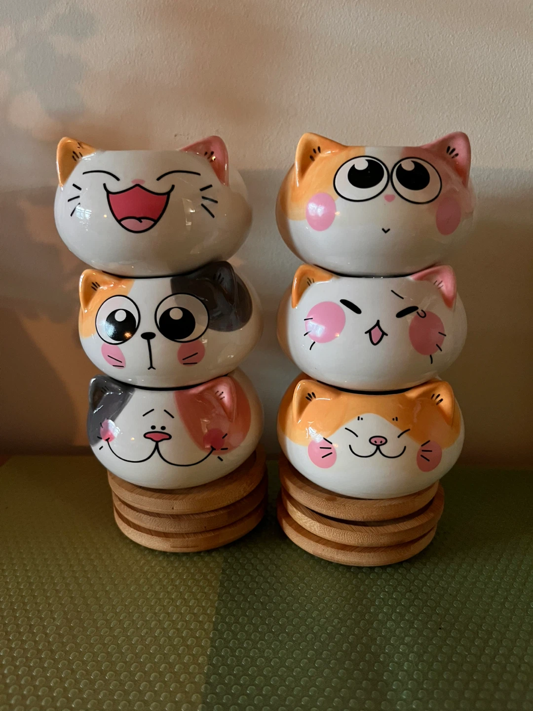 Cute Cats Ceramic Planter Pots with Bamboo Trays - photo 5