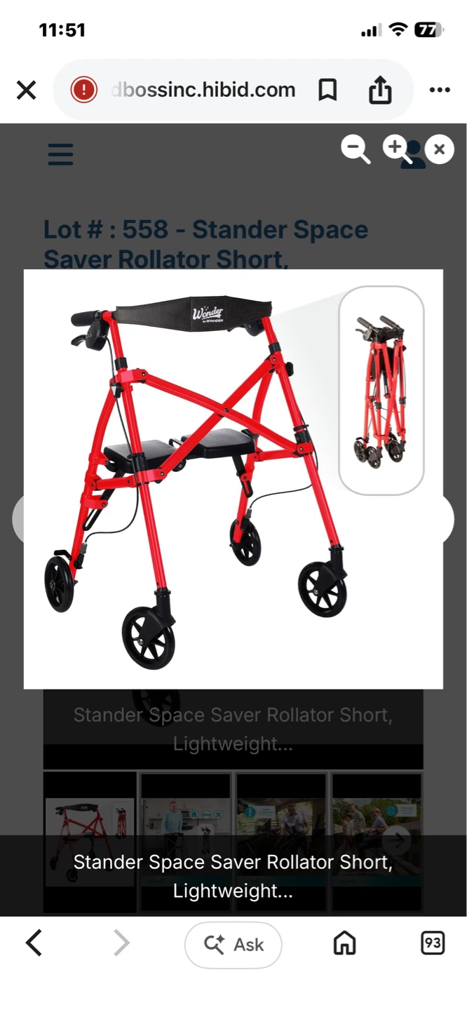 Stander Space Saver Rollator Short, Lightweight