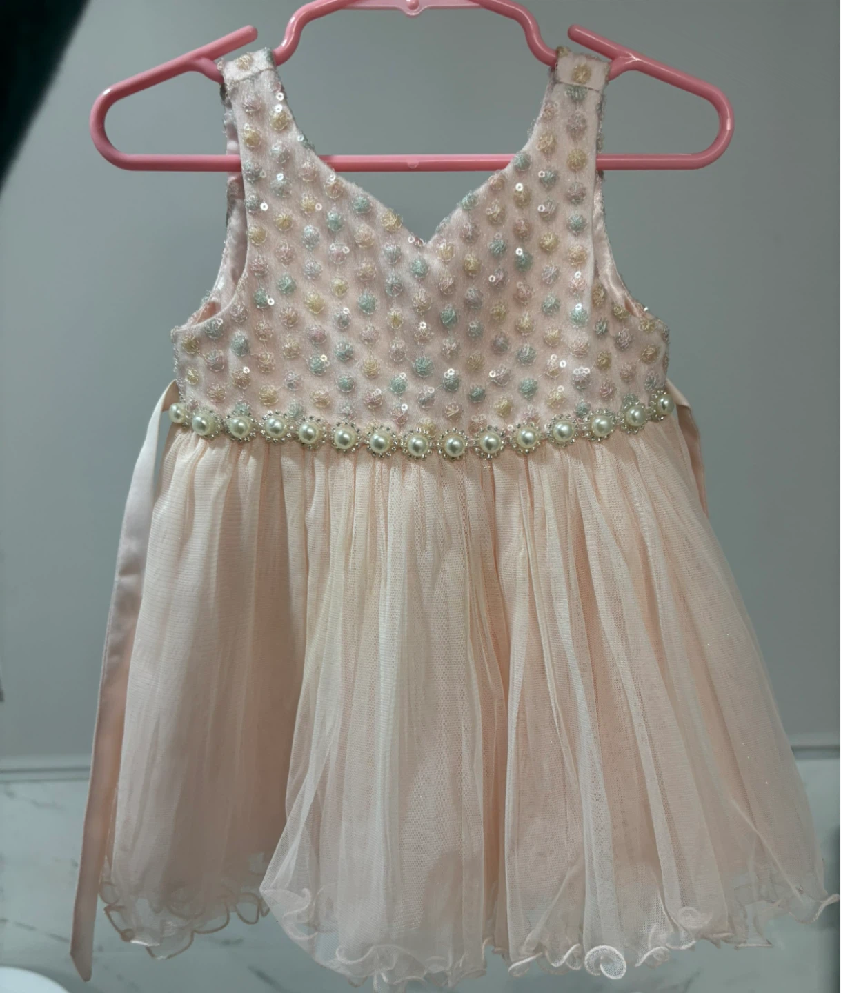 Girls' Pink Sequin Tulle Dress