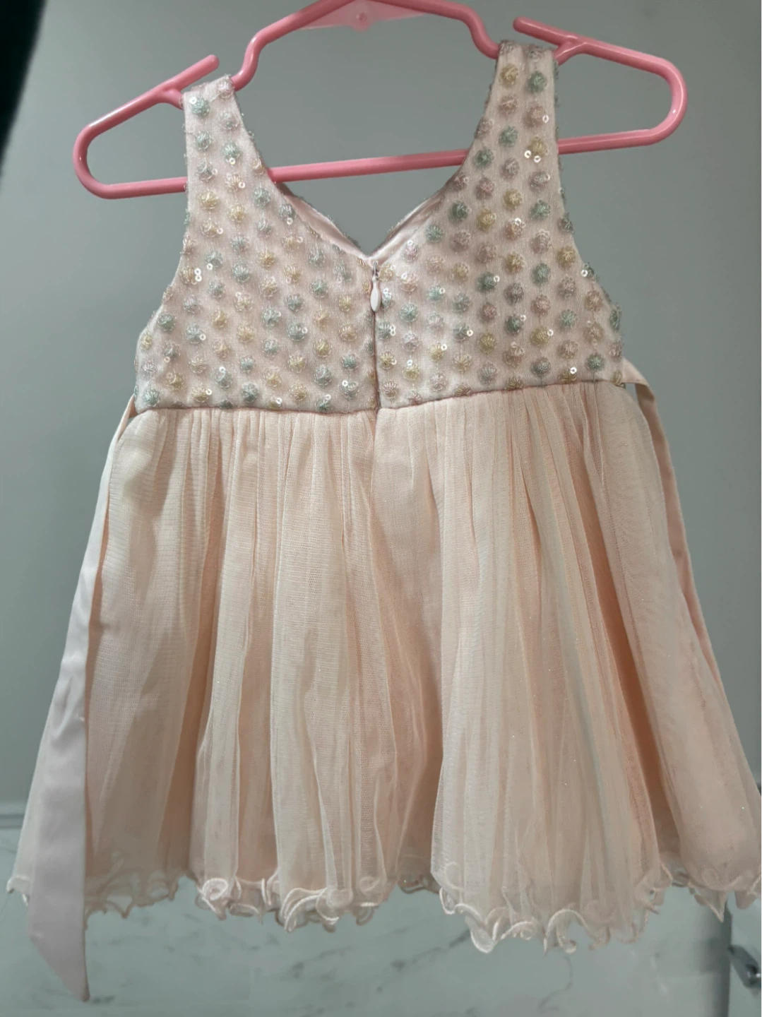 Girls' Pink Sequin Tulle Dress - photo 2
