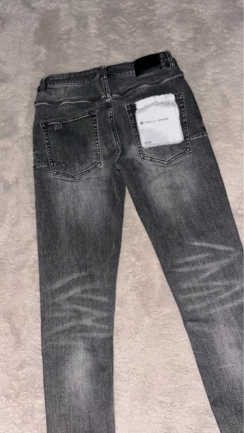Purple Brand Men's Distressed Grey Slim Fit Jeans