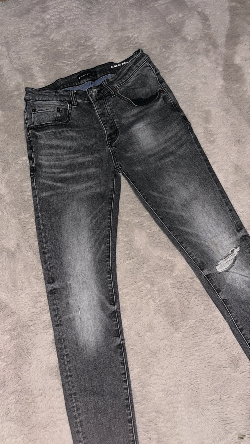 Purple Brand Men's Distressed Grey Slim Fit Jeans - photo 2