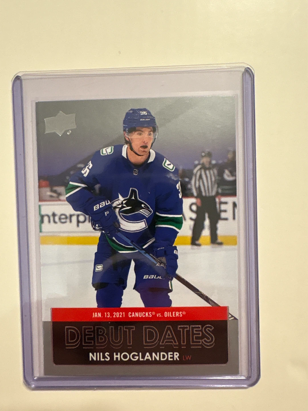 Nils Hoglander 2021-22 Upper Deck Debut Dates Hockey Card