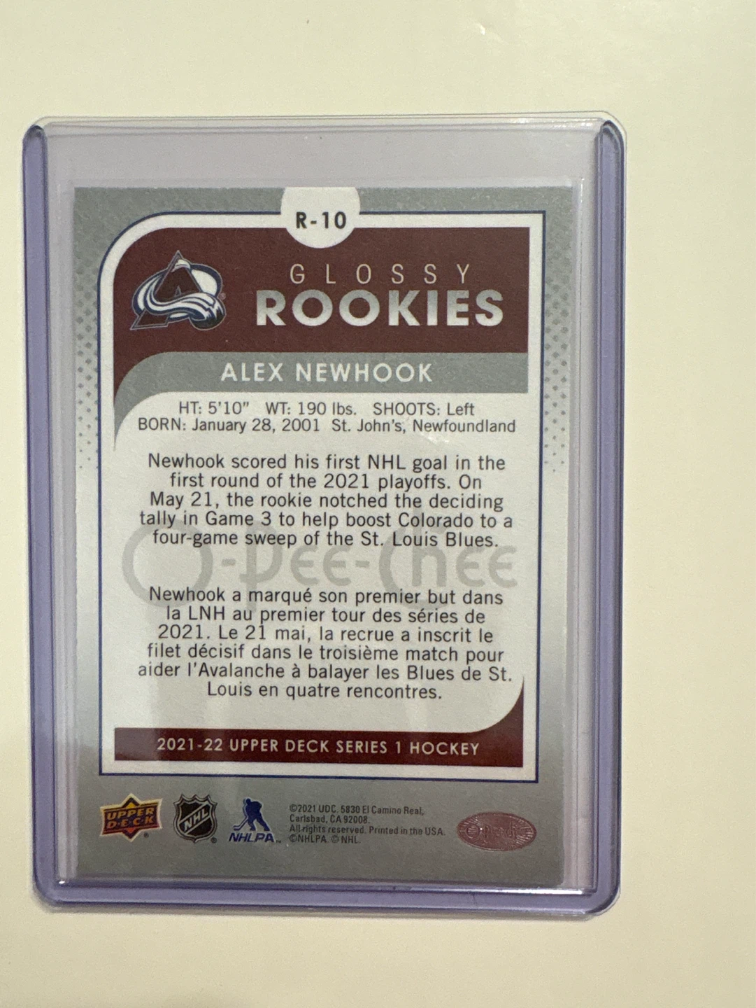 O-Pee-Chee Glossy Rookies Alex Newhook Hockey Card - photo 2