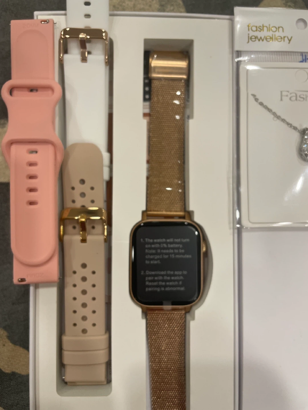 IARET Rose Gold Smart Watch for Women with 3 Bands & Necklace - photo 2