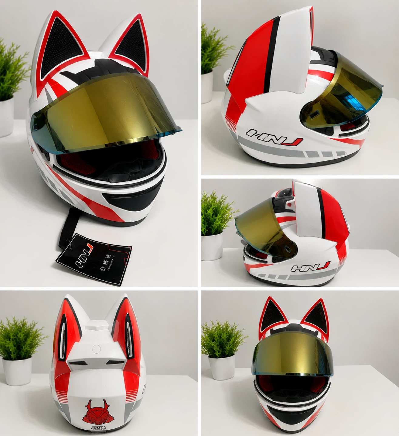 HNJ Cat Ear Motorcycle Helmet