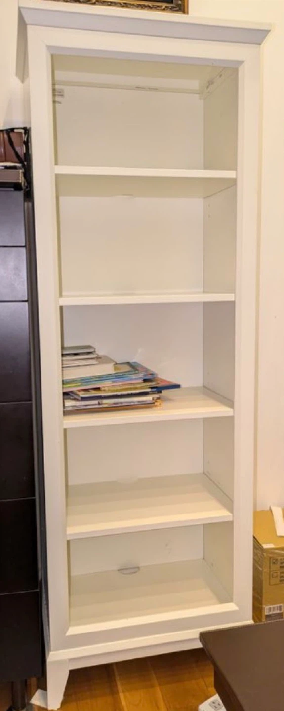 Crate & Barrel Solid Wood Tall White Bookshelf