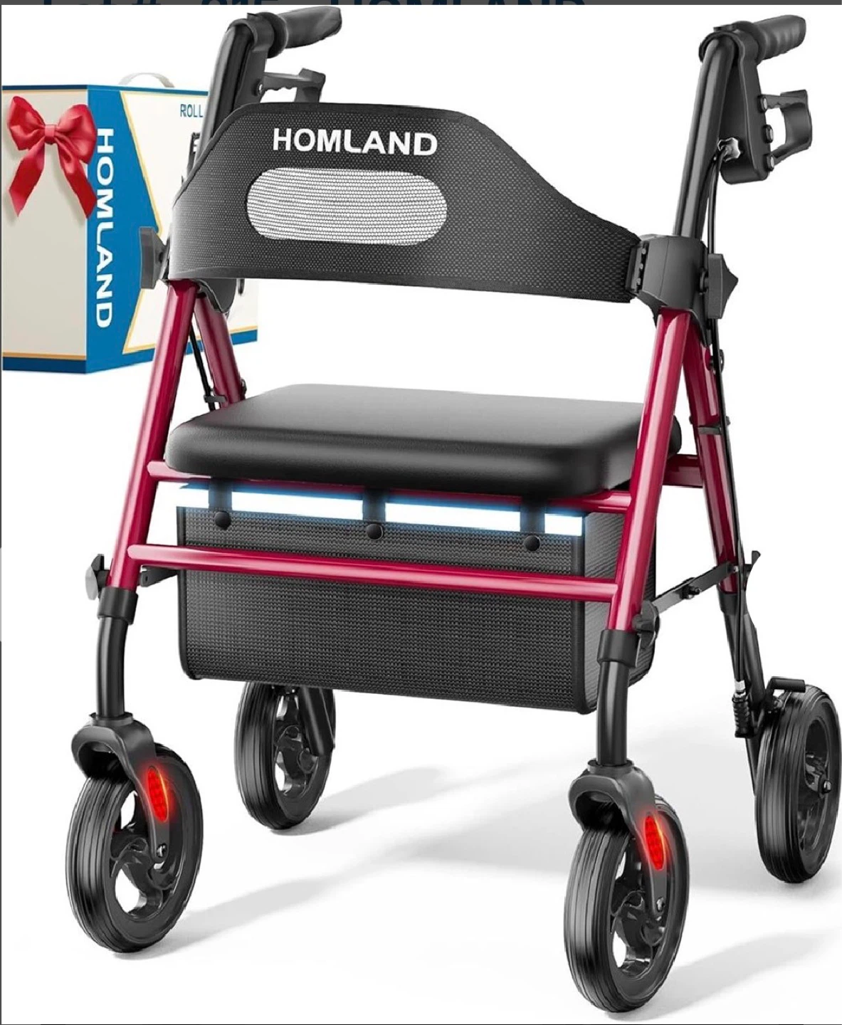 HOMELAND Rollator Walker with Seat and Brakes