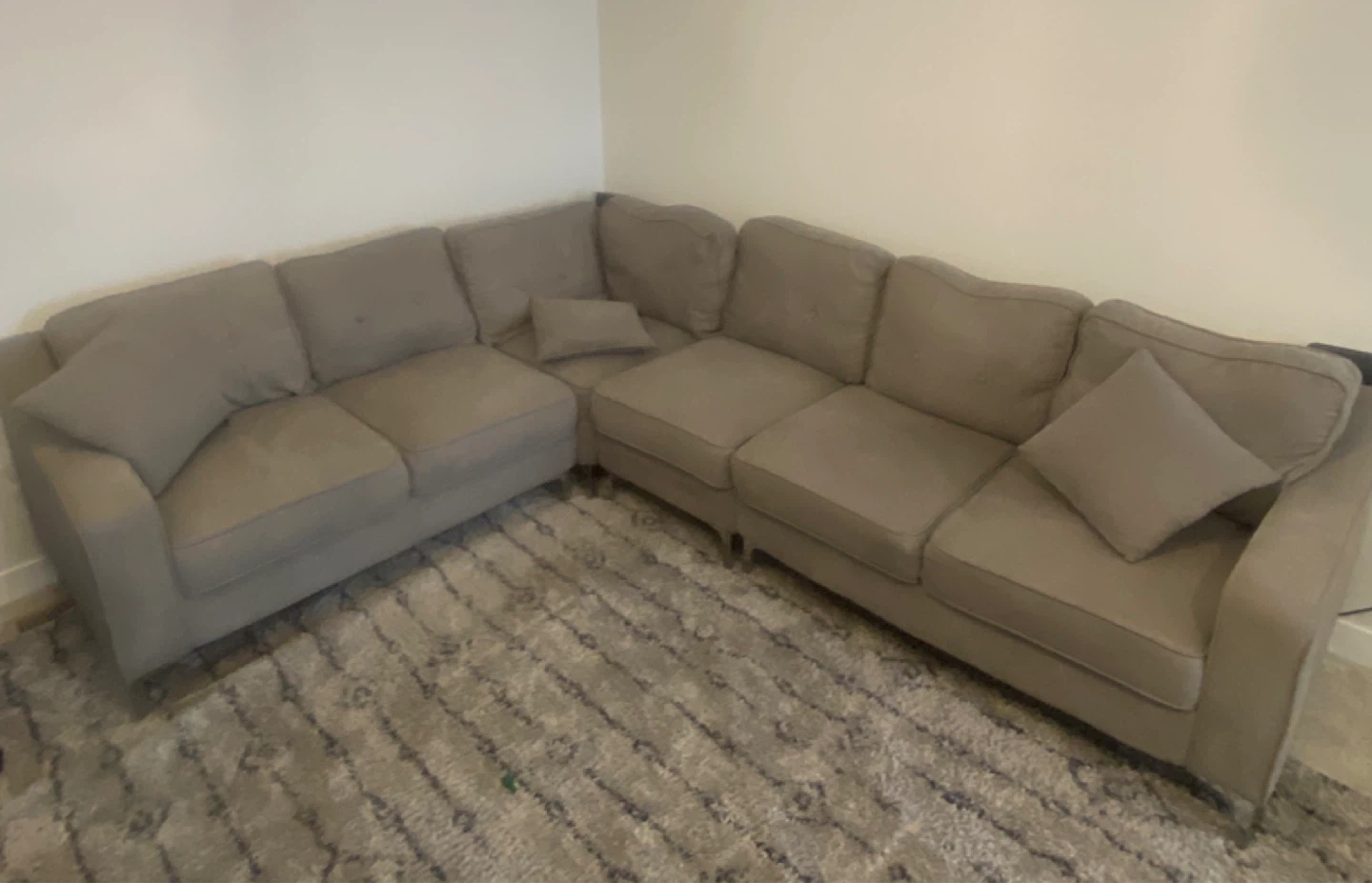 Grey Sectional Sofa with Pillows