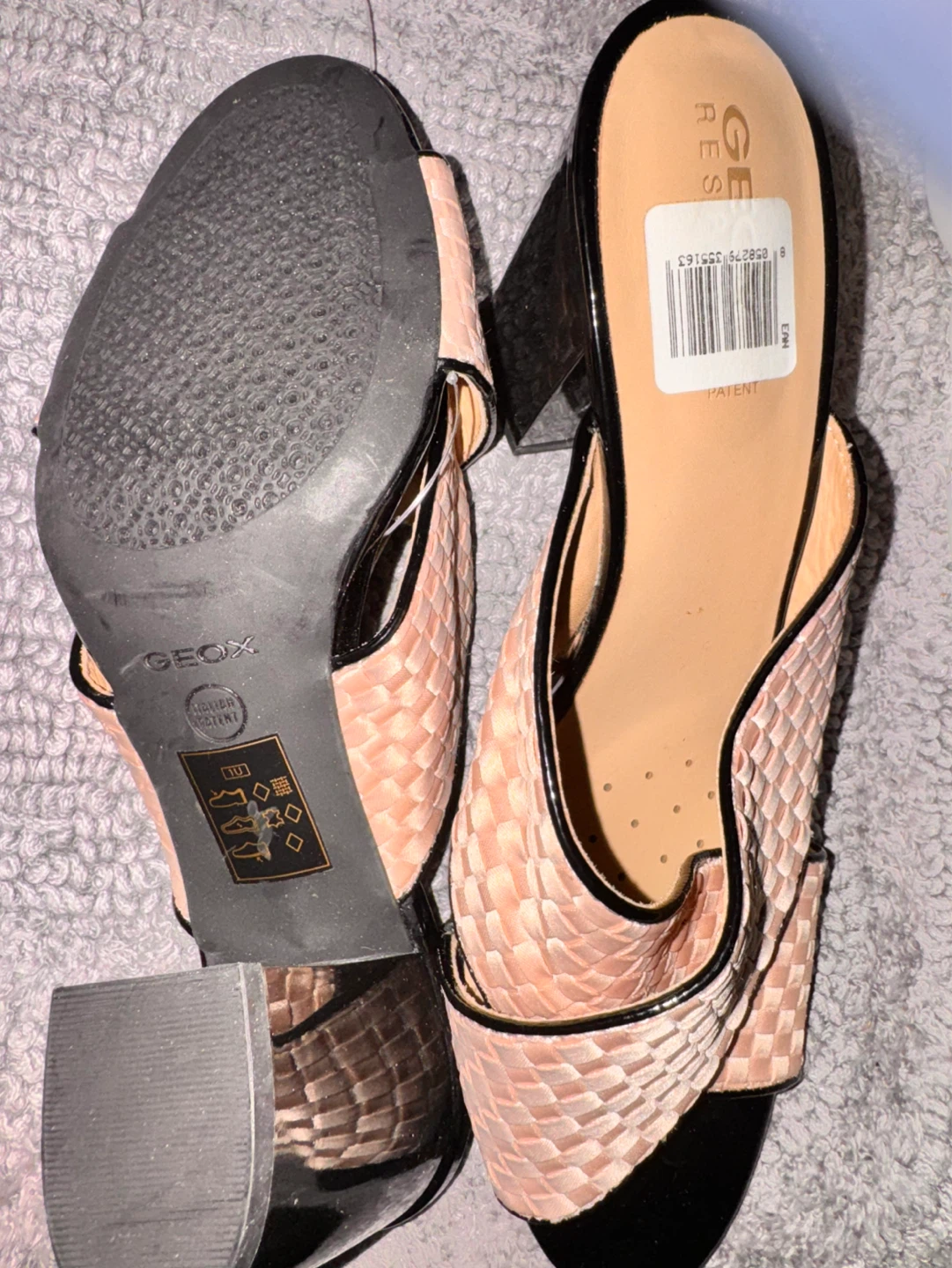 Geox Women's Pink Woven Block Heel Mules Size 10 - photo 2