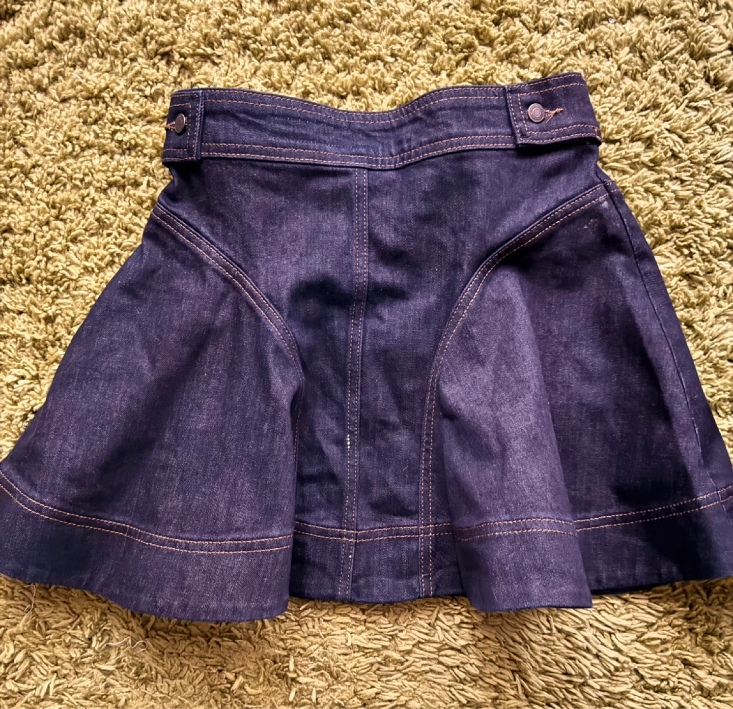 Dark Wash Denim Skirt with Contrast Stitching - photo 2