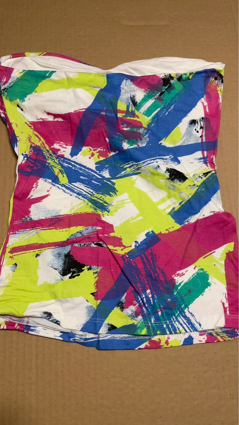Strapless Abstract Print Top - photo 2