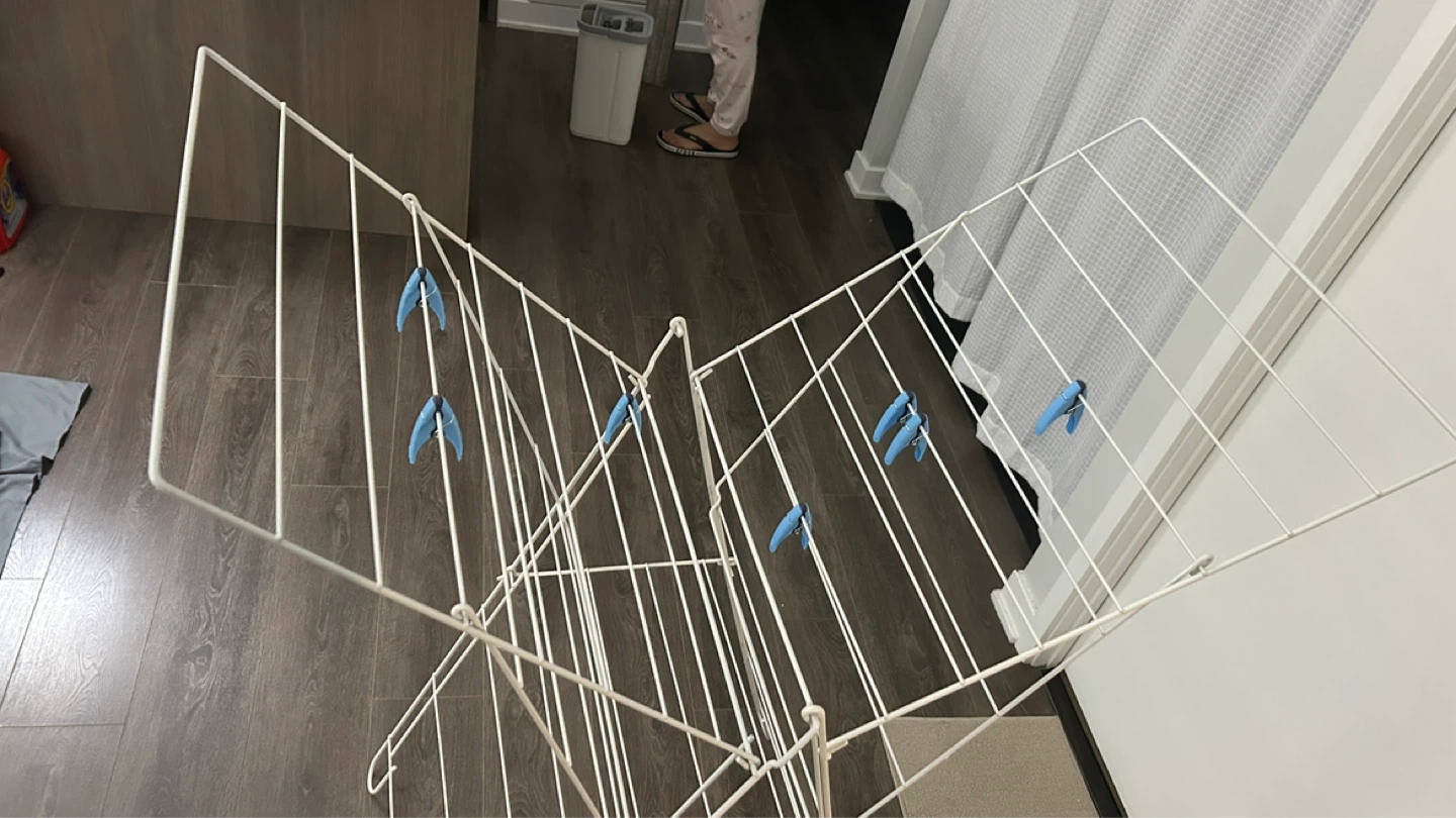 White Metal Drying Rack for clothes with Blue Clips - photo 2