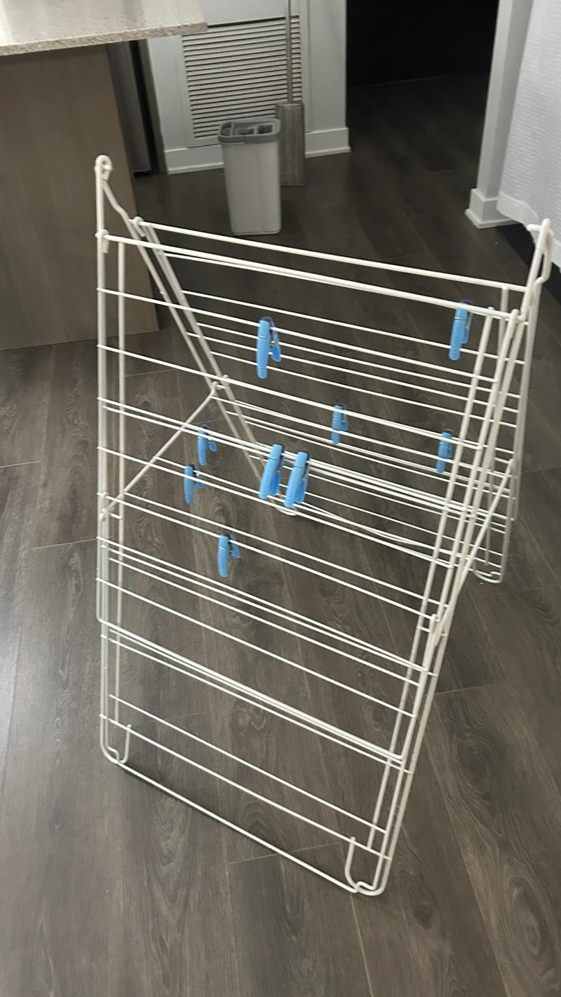 White Metal Drying Rack for clothes with Blue Clips - photo 3