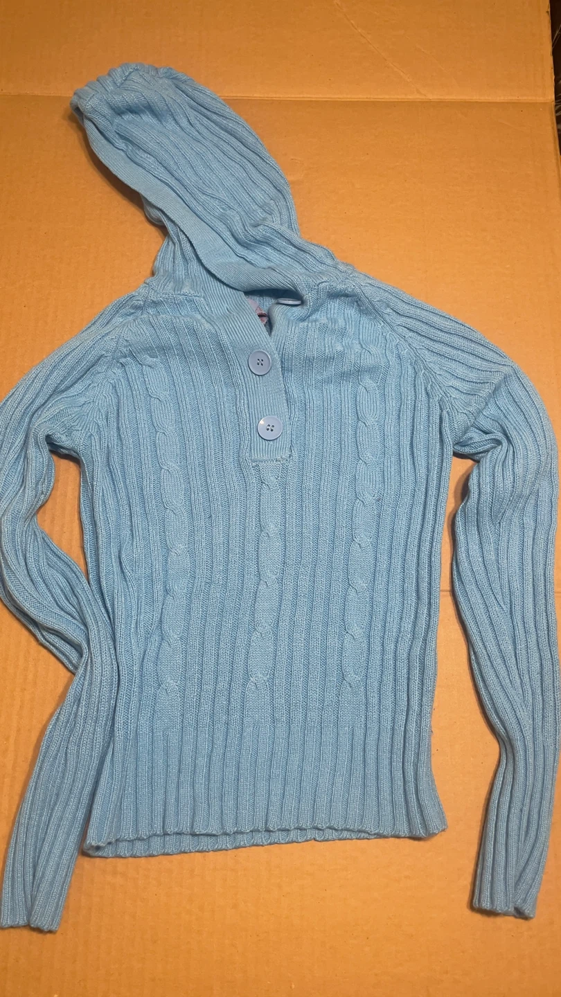 Light Blue Cable Knit Hoodie