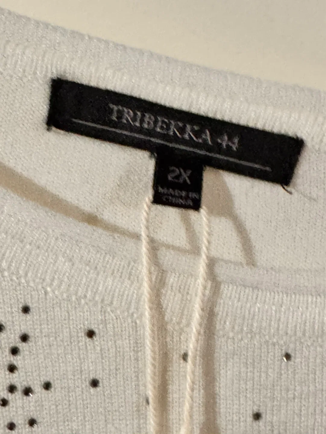 TRIBEKKA 44 White Embellished Sweater - Size 2X - photo 2