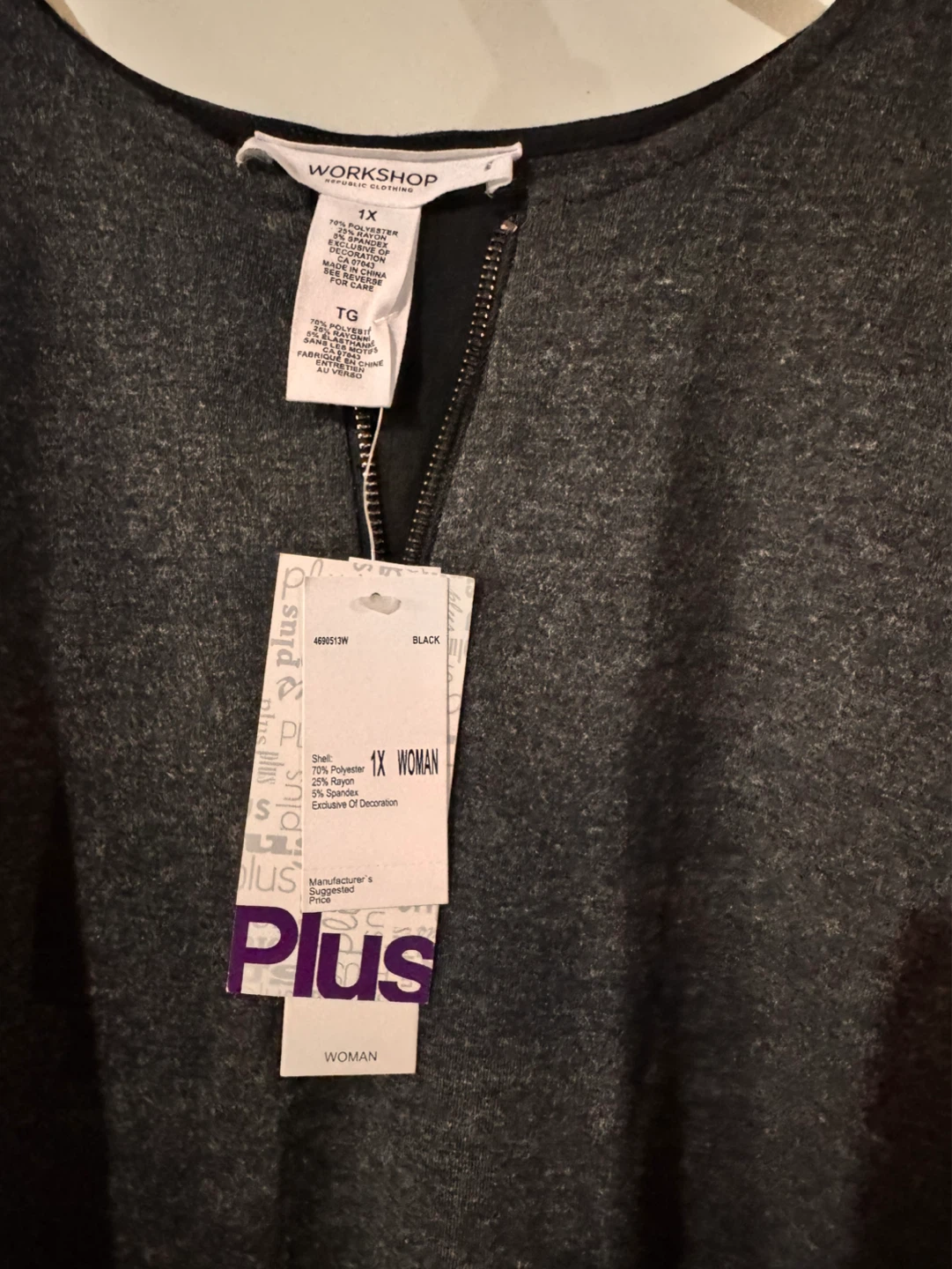 Workshop Plus Size 1X Woman Black Zip Neck Top - photo 2