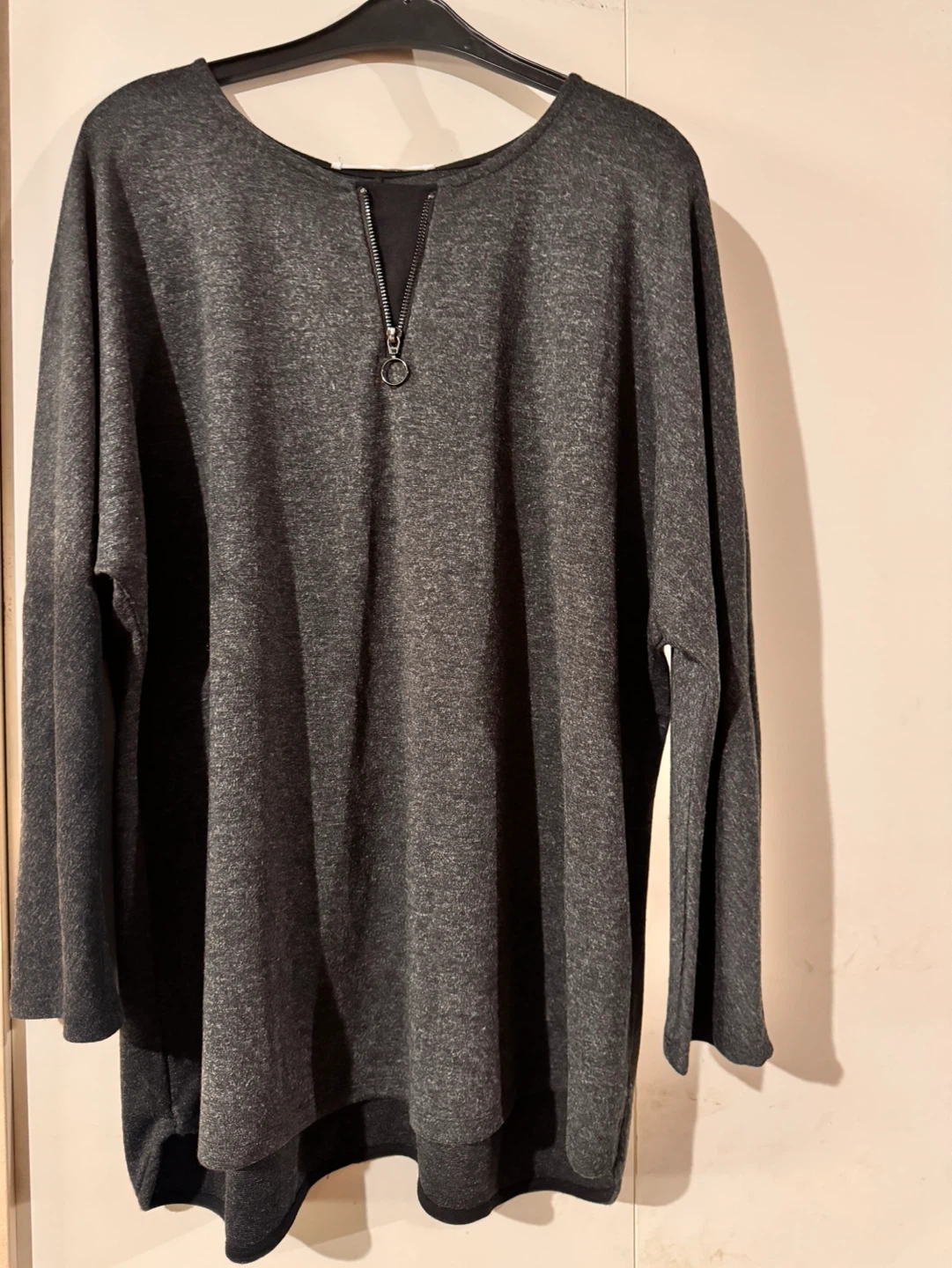 Workshop Plus Size 1X Woman Black Zip Neck Top