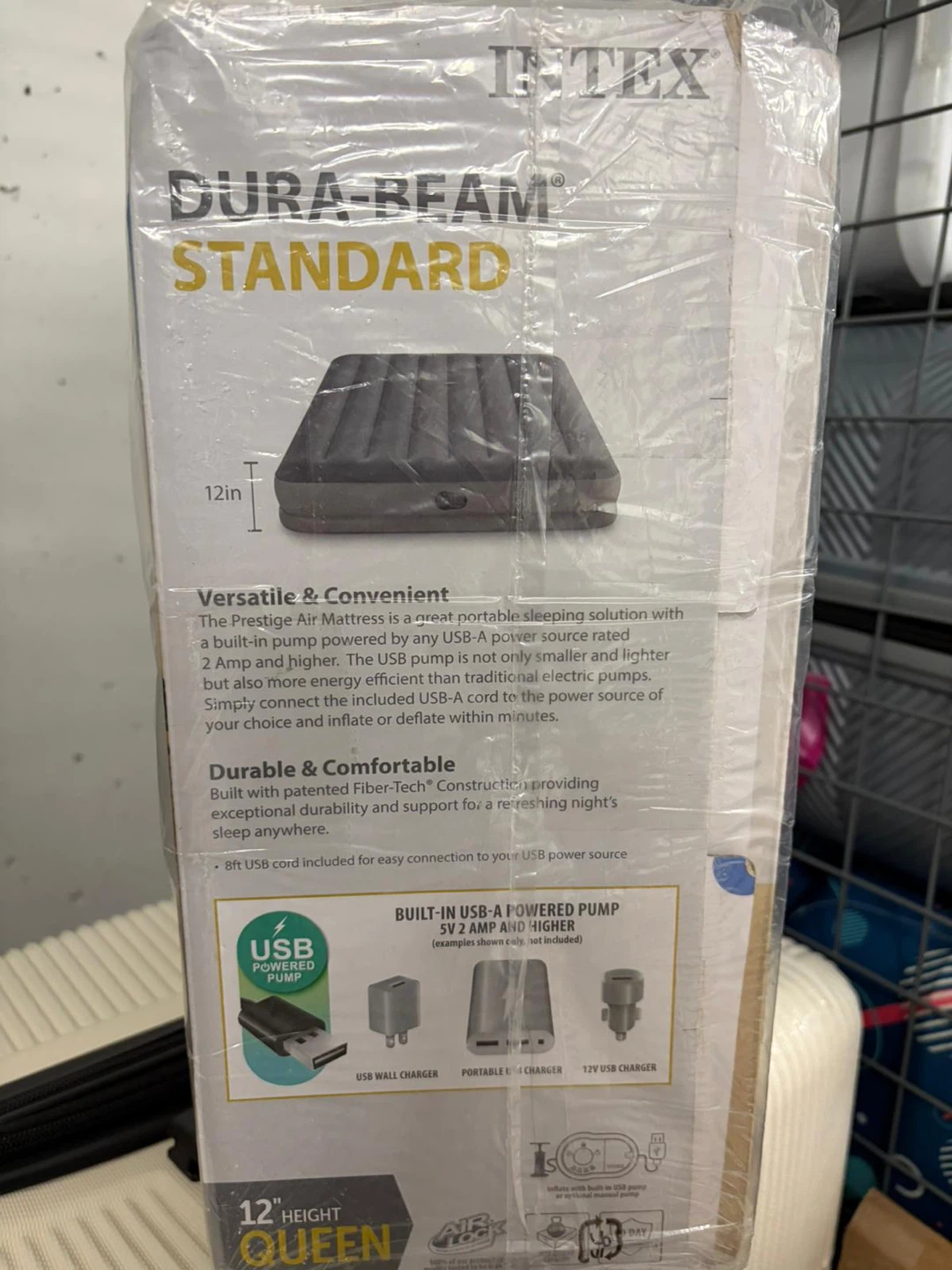 Intex Dura-Beam Queen Air Mattress with Built-in Pump - photo 3