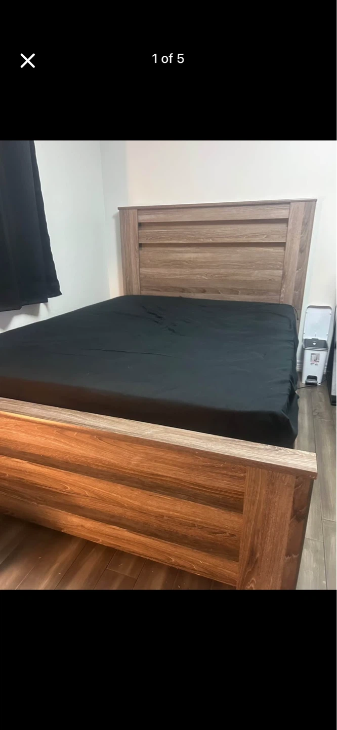 Modern Wood Bed Frame with Headboard - photo 4