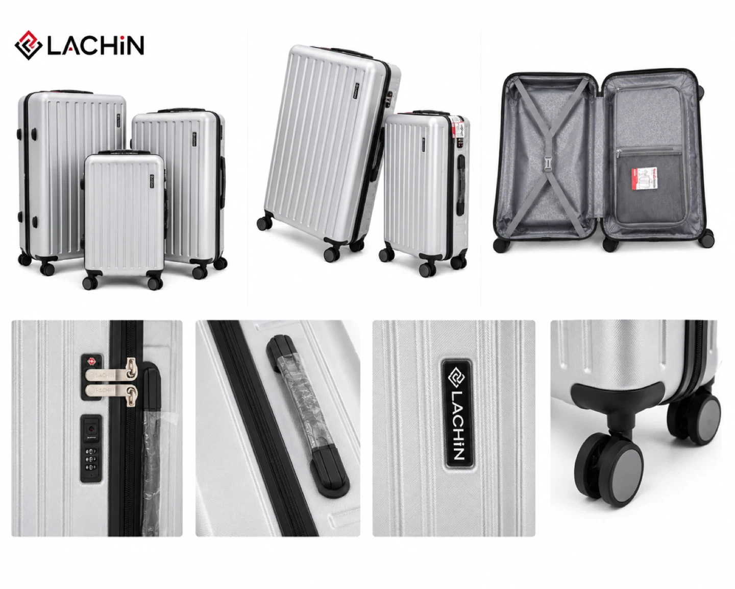 LACHIN Silver Hardside Luggage Set