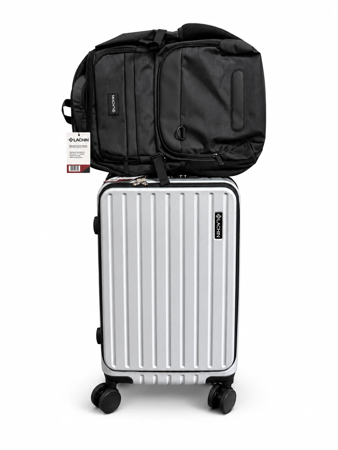 LACHIN Black Backpack and Carry-On Luggage Set
