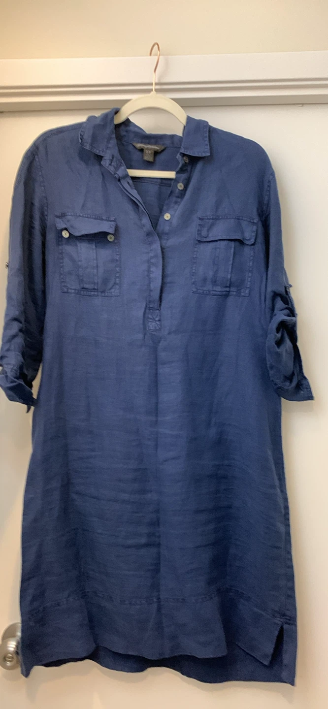 Tommy Bahama Blue Linen Tunic Dress Size S/P