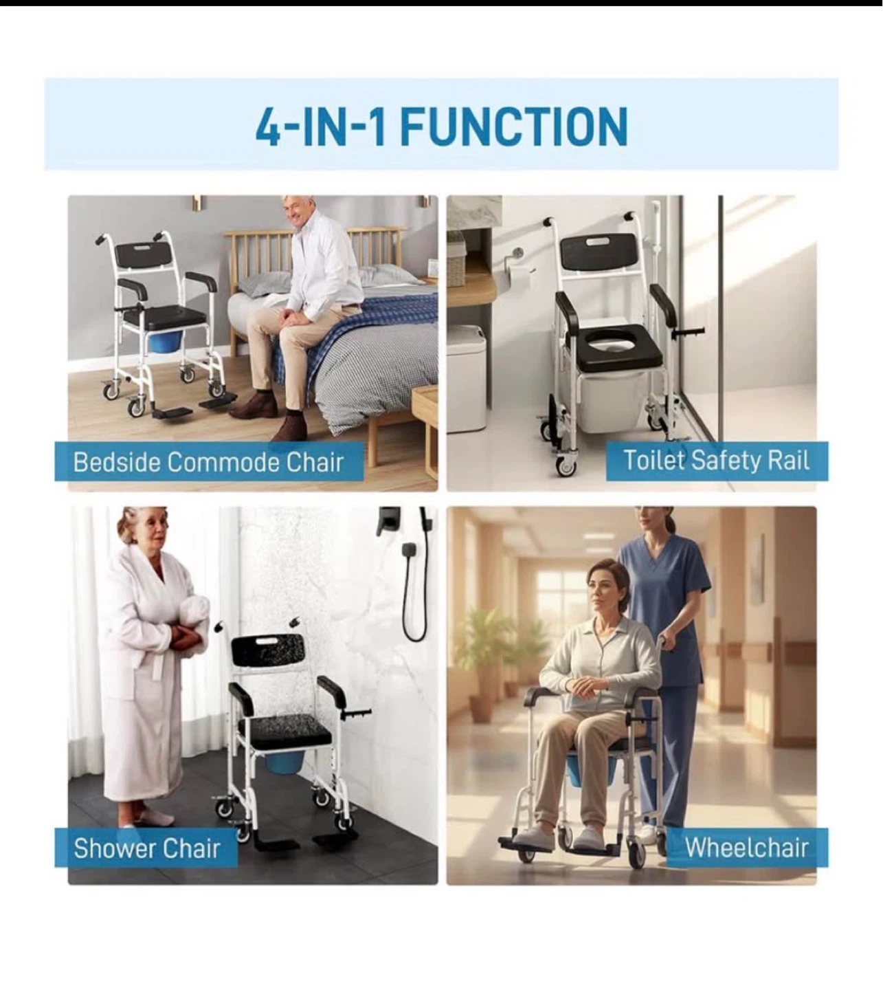 HOMCOM 4-in-1 Shower Commode Chair - photo 3