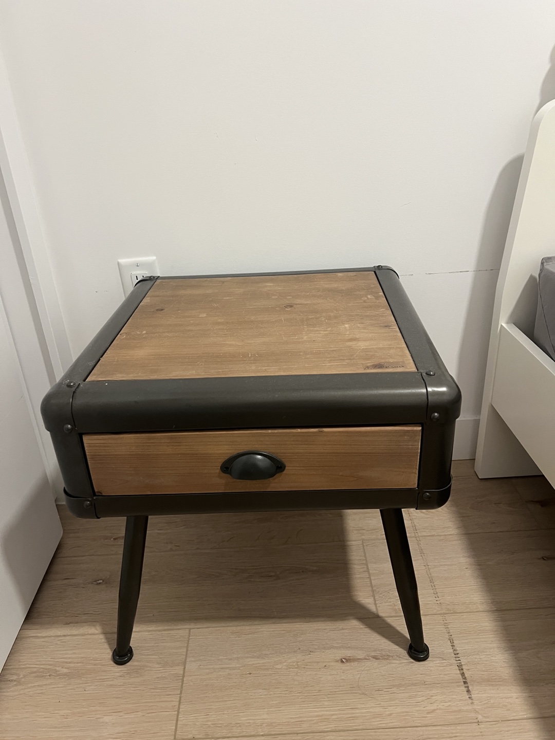 Industrial Style Wood and Metal Nightstand