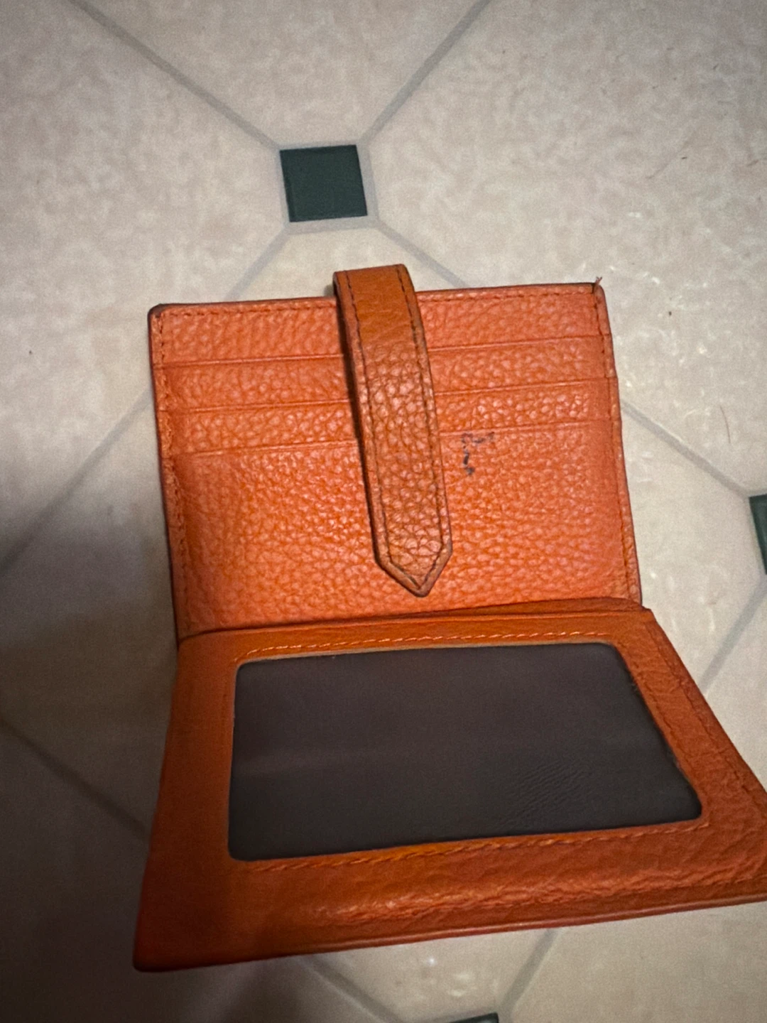 Hermes Orange Chevre Mysore Bearn Card Holder Wallet. - photo 3