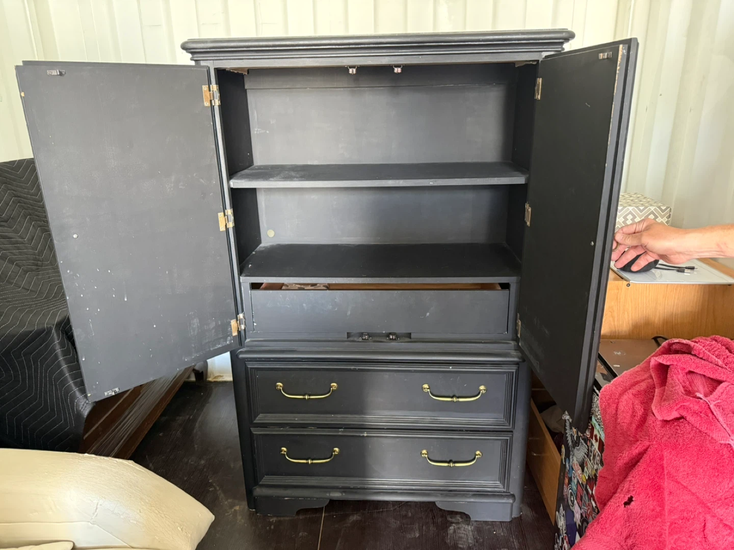 Black Armoire with Drawers and Shelves - photo 2