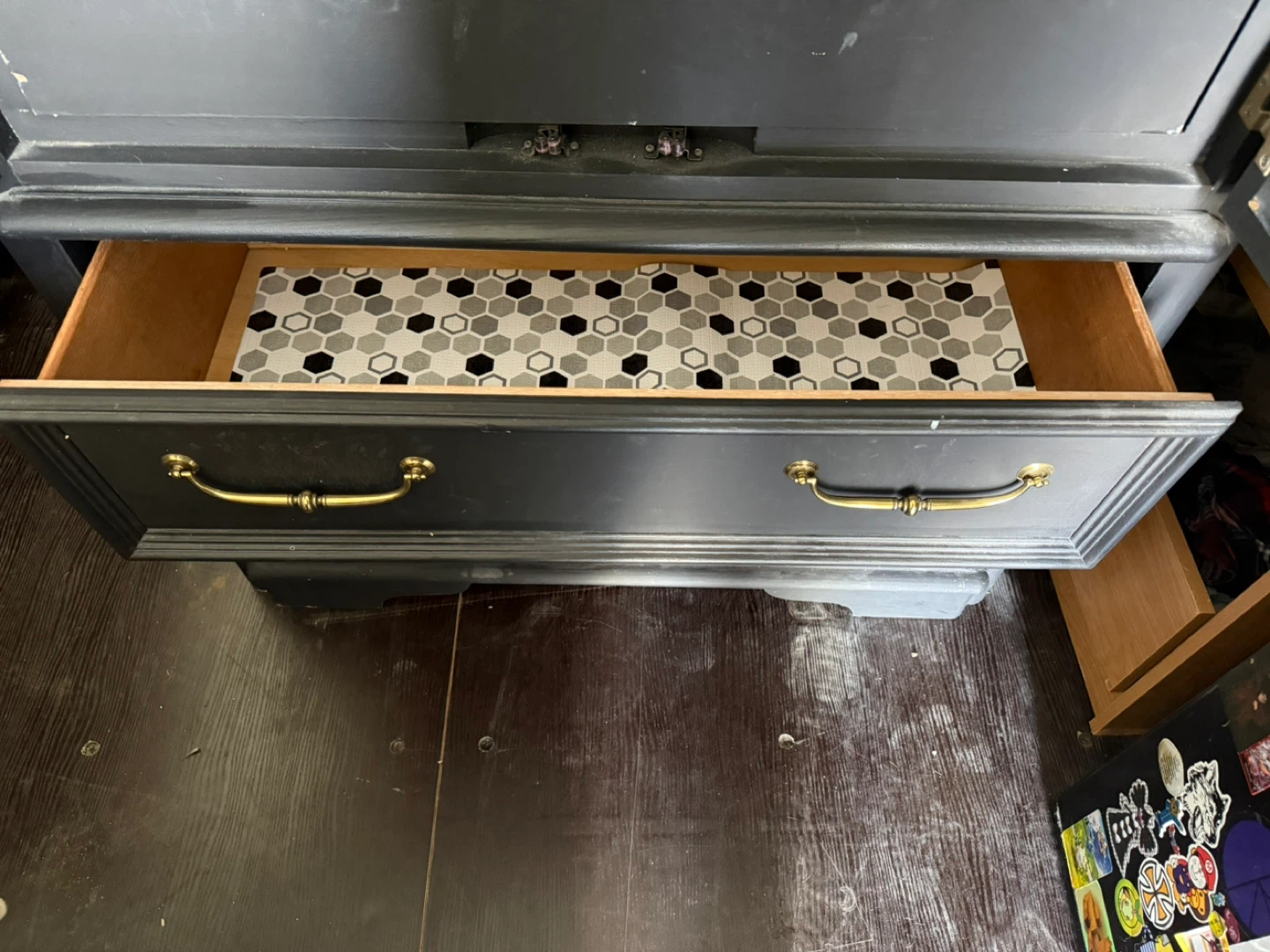 Black Armoire with Drawers and Shelves - photo 3