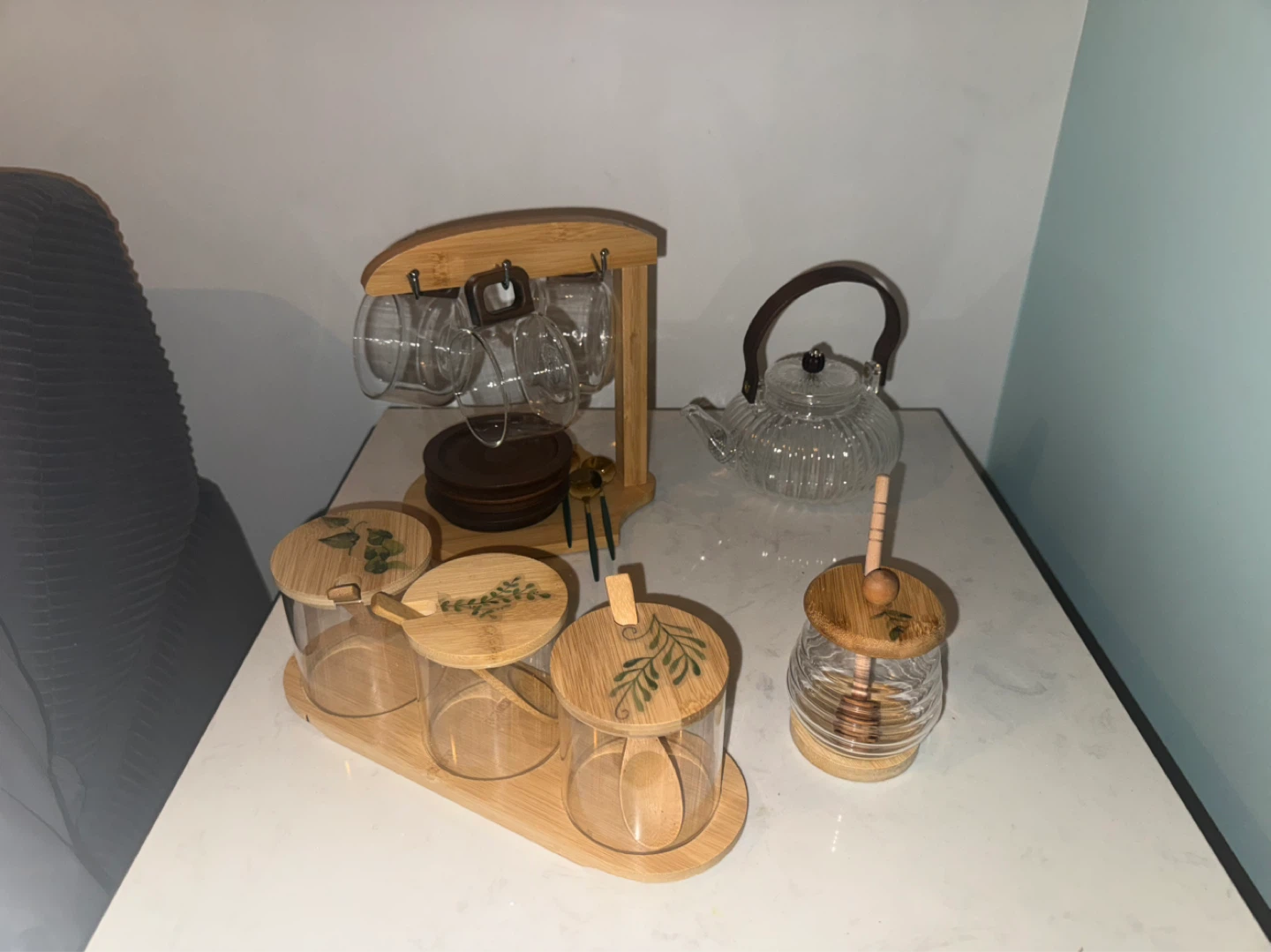 Glass Tea Set with Bamboo Accents - photo 3