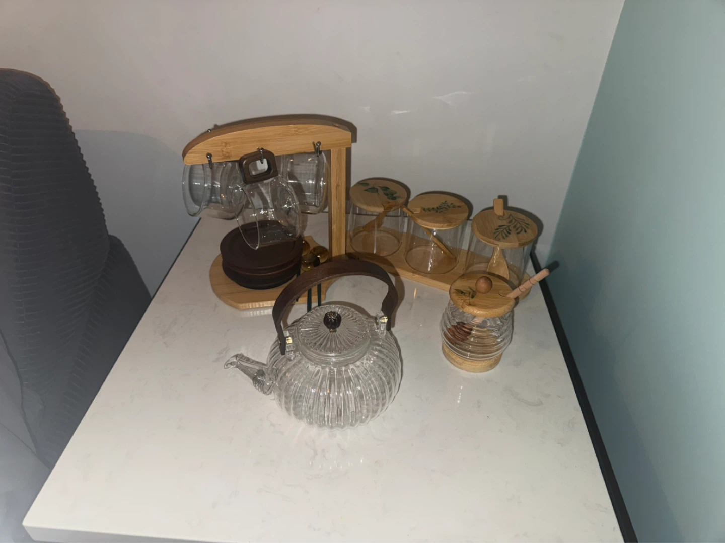 Glass Tea Set with Bamboo Accents - photo 5