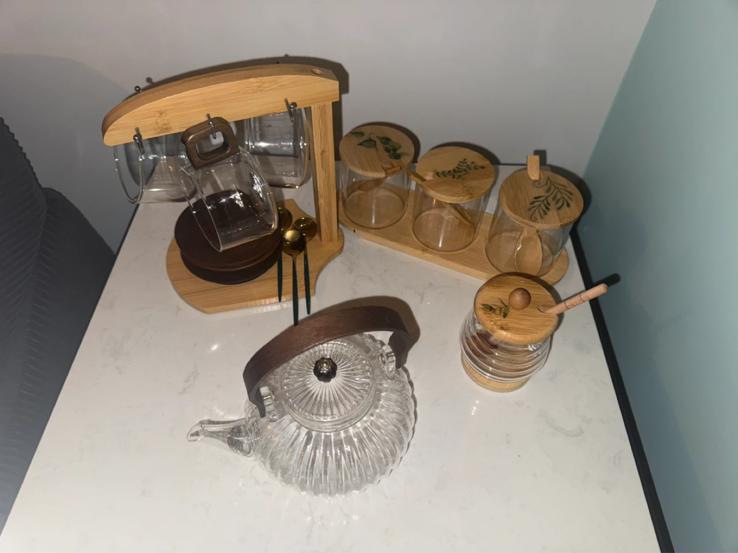 Glass Tea Set with Bamboo Accents - photo 4