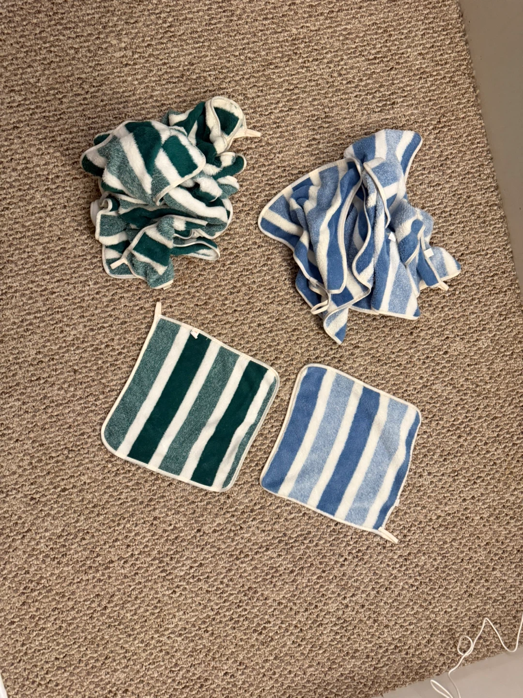 Striped small towels Blue and Green - photo 2
