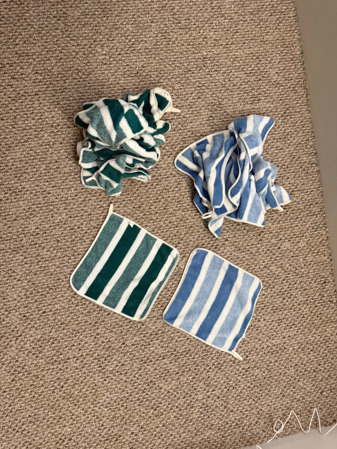Striped small towels Blue and Green
