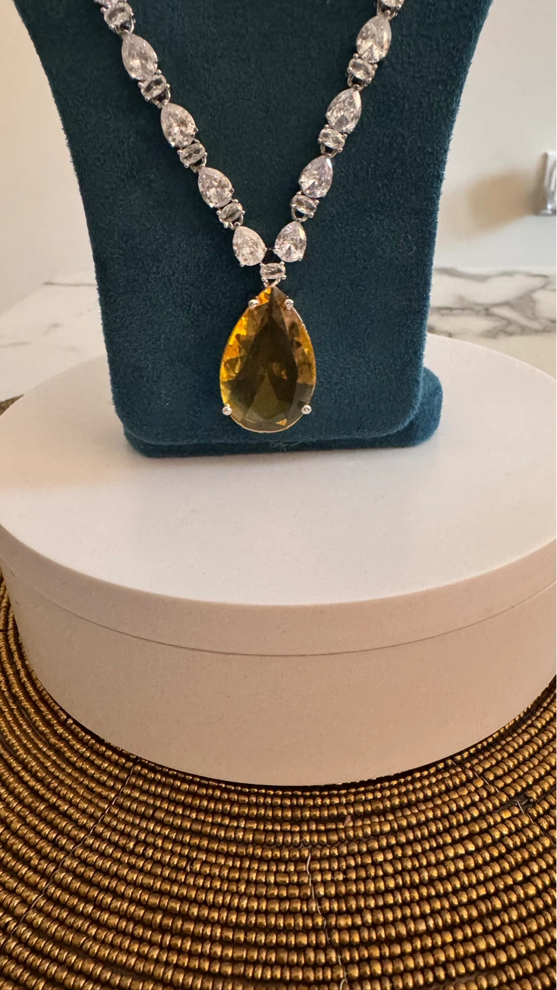 Yellow AD stone necklace set - photo 2
