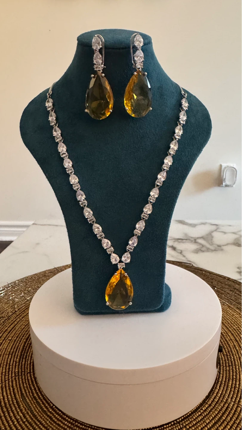 Yellow AD stone necklace set